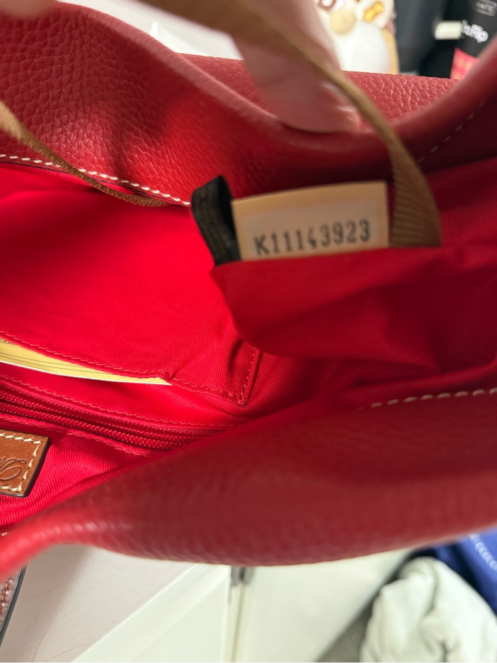 NWOT! Dooney & Bourke Red Leather Hobo with Brown Trim - Picture 5 of 8